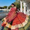 Green-Red Color Trendy Printed Mirror Work Navratri Lehenga Choli