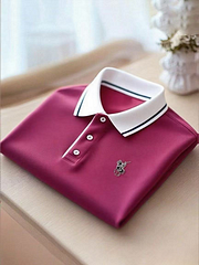 Men’s Business Casual Button Short Sleeve Shirt with Mixed Print Design