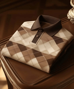 Men's Classic Business Button Short Sleeve Shirt Plaid Polyester Loose Fit