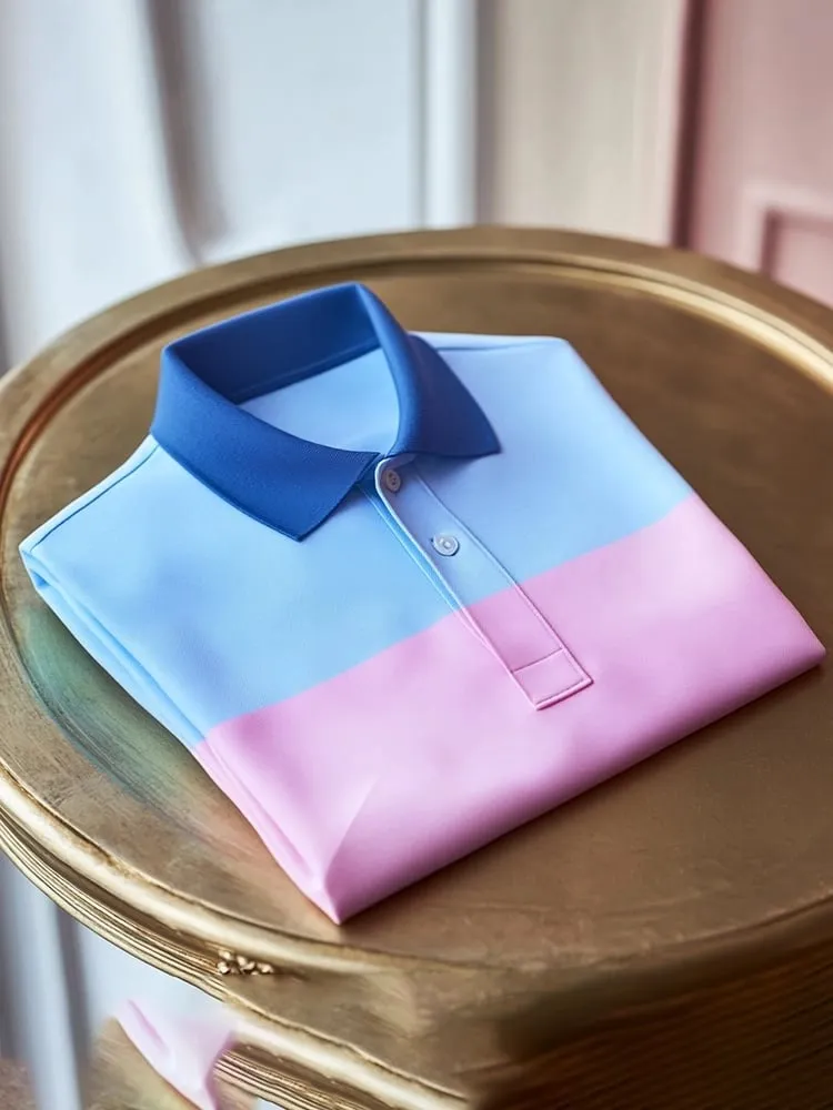 Men's Classic Business Colorblock Logo Button-Down Short Sleeve Shirt Big & Tall