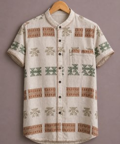ForeverChoice™ Premium Ethnic Pattern Printed Shirt for Men – Traditional Designer Half Sleeve Casual Shirt