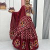 Maroon Heavy Lichi Fabric And Jacquard Silk Patola Print Lehenga Choli For Women