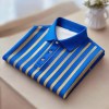 Men's Business Casual Gold and Black Stripe Button Short Sleeve Shirt