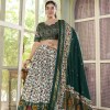 green Tasar Silk Printed Flared Lehenga Choli For Women